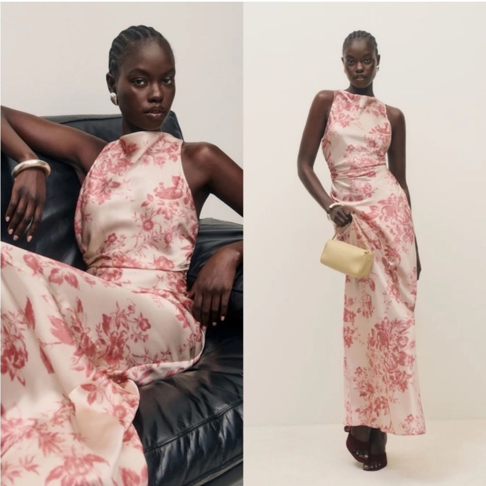 Reformation Anaiis Silk Dress Cameo Rose